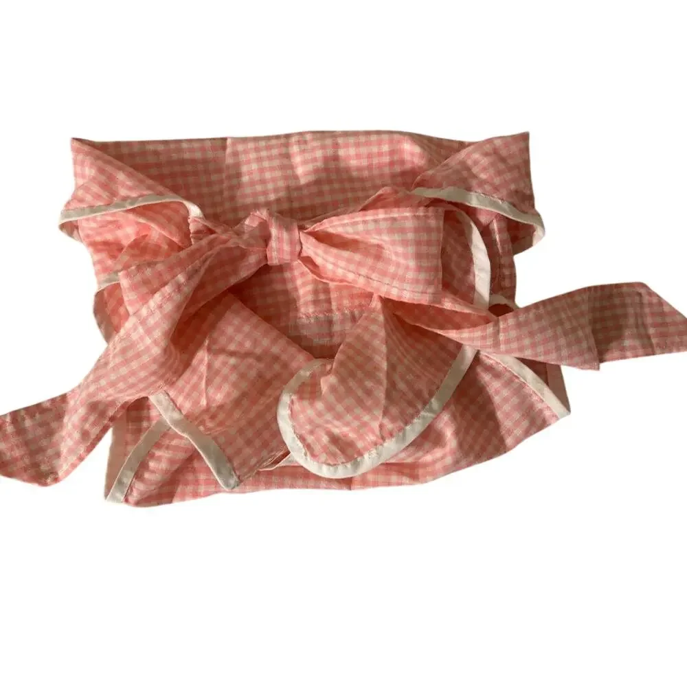 Vtg Infant Diaper Cover Bottoms Pink Wht Check pattern western Prairie 60’s 70’s